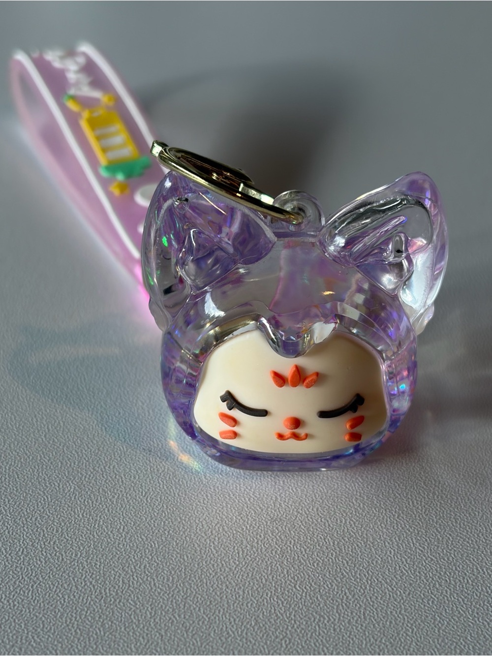 Kawaii Wristlet Keychain with Charm, Cute Glitter Floating Cat Liquid Shaker Key - Picture 6 of 8